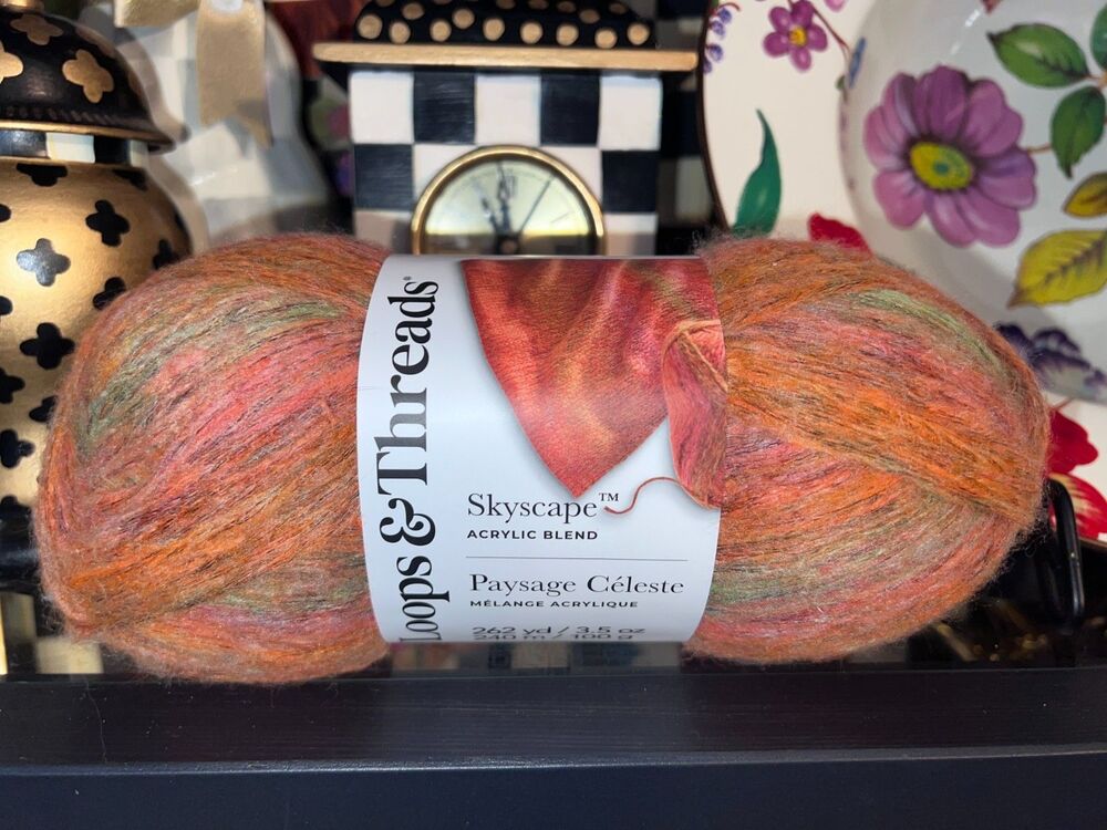 Yarn by Loops & Threads® Skyscape Paysage Celeste Coral & Orange Multi ONE Skein